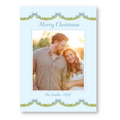 Merry Little Garland Border Blue | 2026 Exclusive Art Holiday Card