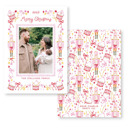 Santa's Soldier in Pink | 5x7 Holiday Photo Card with Envelope