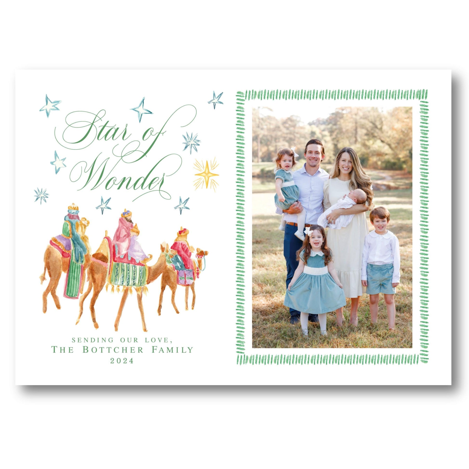 a christmas card with a picture of a family