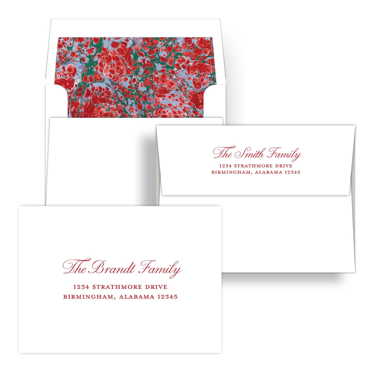 Merry Marble Trim Blue and Red | 2026 Holiday Card