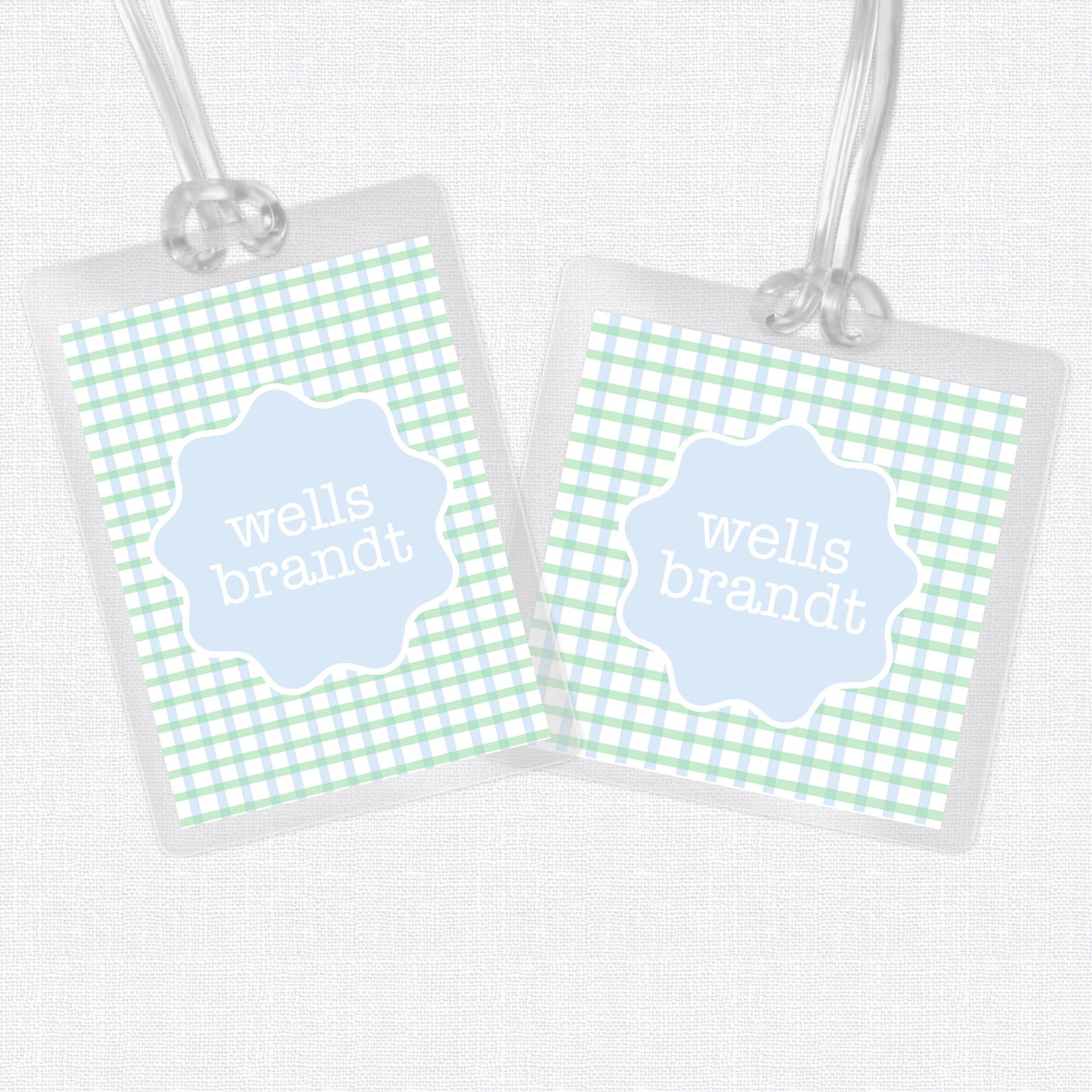 Gingham Bag Tag, Luggage Tag, Laminated Bag Tag