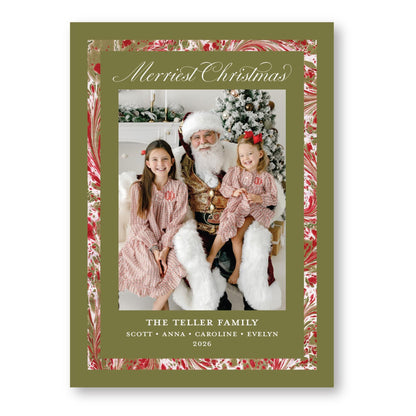 Merry Marble Traditional Trim Green | 2026 Holiday Card