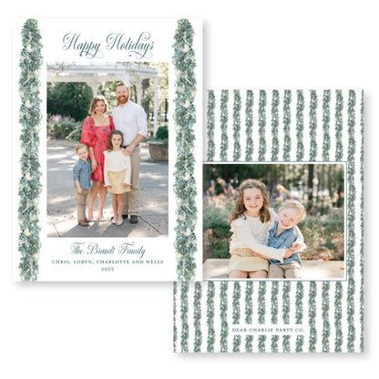 Joyful Juniper Holiday Card, White | 5x7 Holiday Photo Card with Envelope