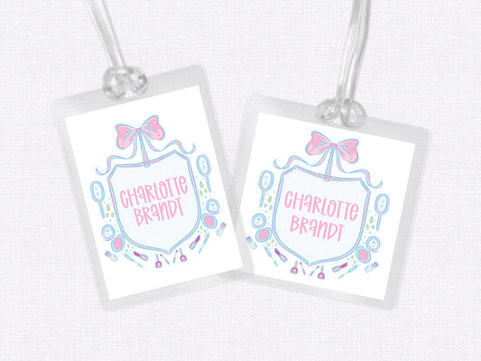 Girl Glam Bag Tag, Luggage Tag, Laminated Bag Tag, Girl Backpack Tag