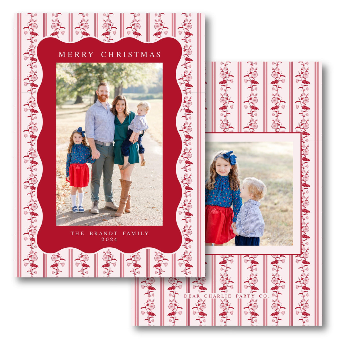 Festive Florals  in Red | Holiday Photo Card