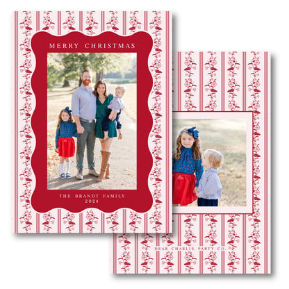 Festive Florals  in Red | Holiday Photo Card