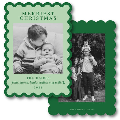 a christmas card with a picture of a family