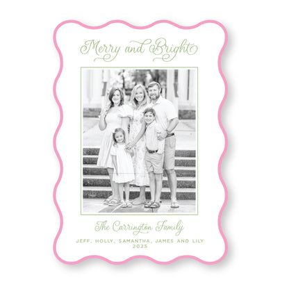 PRINTED Die Cut Holiday Card | Candy Coated Christmas in Pink | 5x7 Holiday Photo Card with Envelope