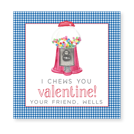 a valentine card with a gummy machine