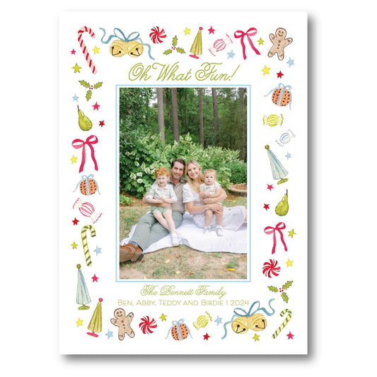 a christmas card with an image of a family