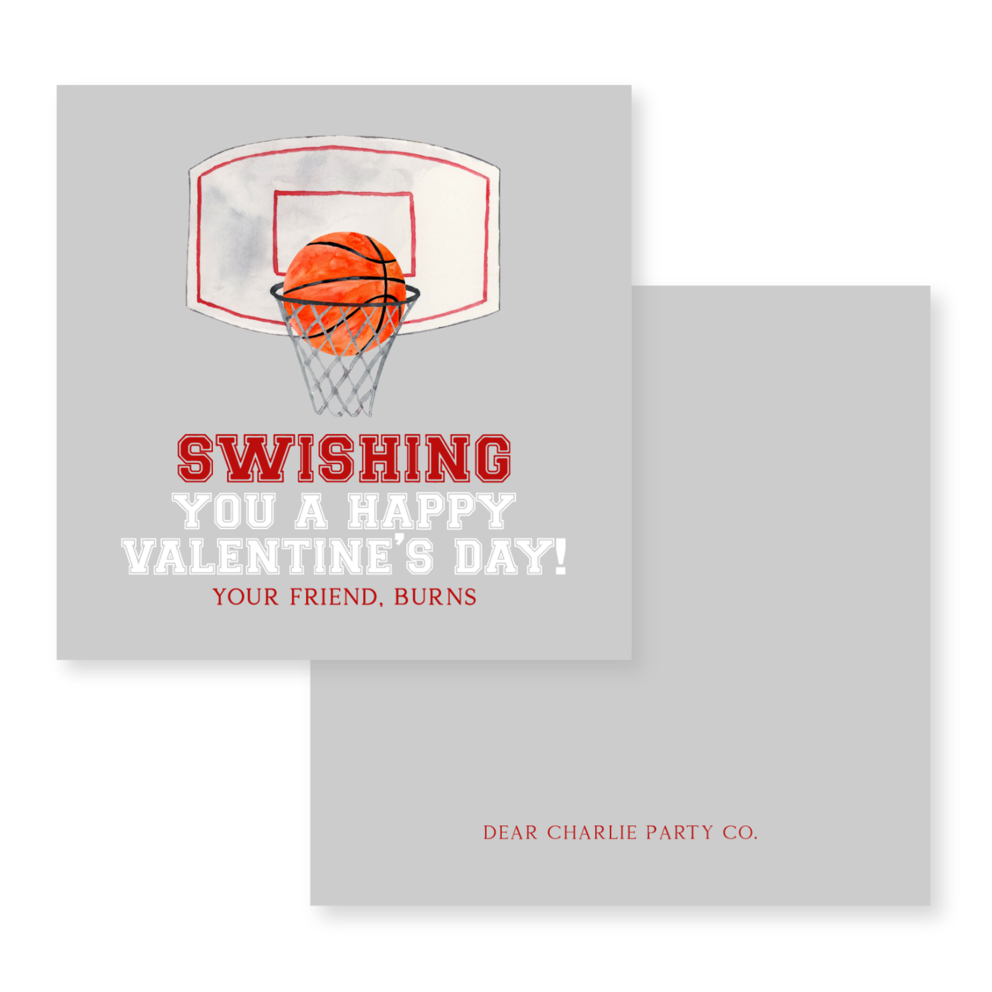 a valentine's day card with a basketball hoop