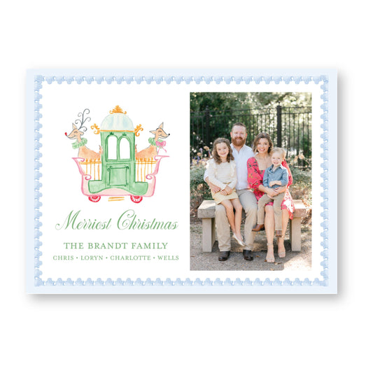 Northbound Noel, Reindeer Train Horizontal | 5x7 Holiday Photo Card with Envelope