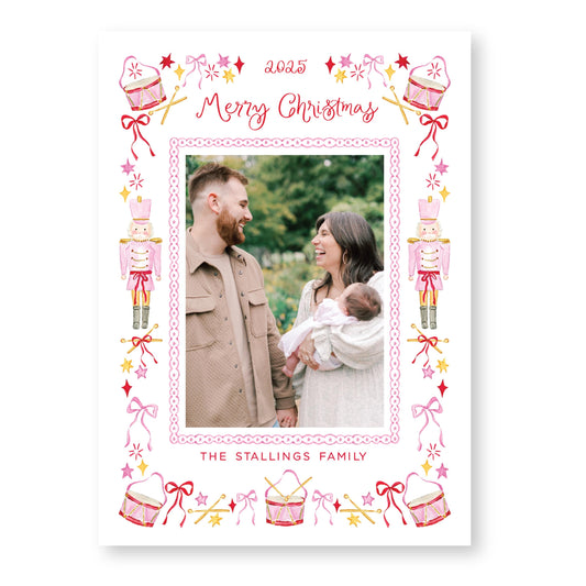 Santa's Soldier in Pink | 5x7 Holiday Photo Card with Envelope