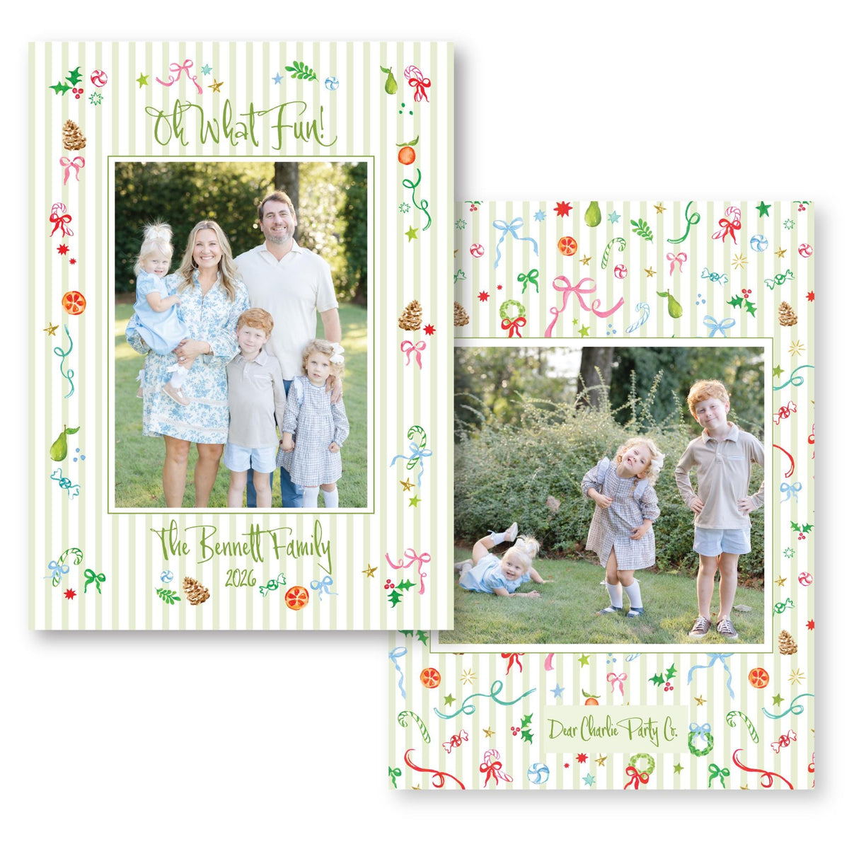 Christmas Confetti Stripes | 5x7 Card with Envelope | 2026 Holiday Card