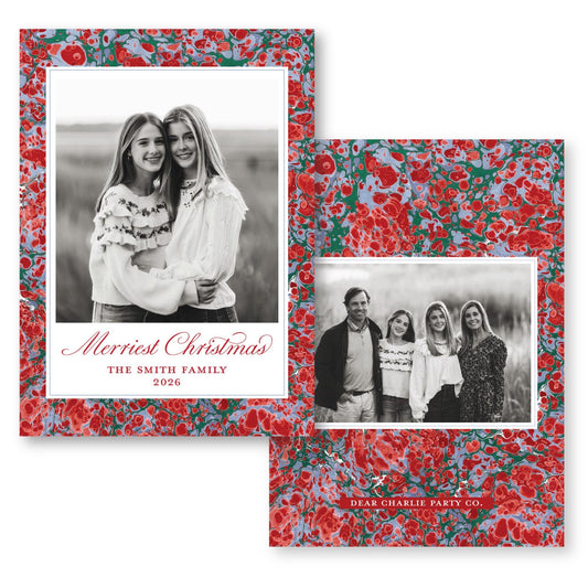 Merry Marble Green Blue and Red | 2026 Holiday Card