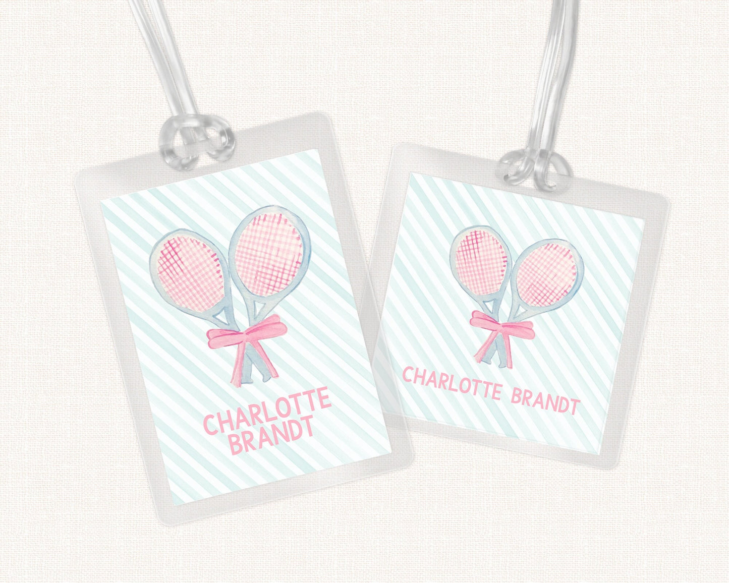 Tennis Bag Tag, Luggage Tag, Girl Bag Tag, Laminated Bag Tag, Girl Tennis Bag Tag