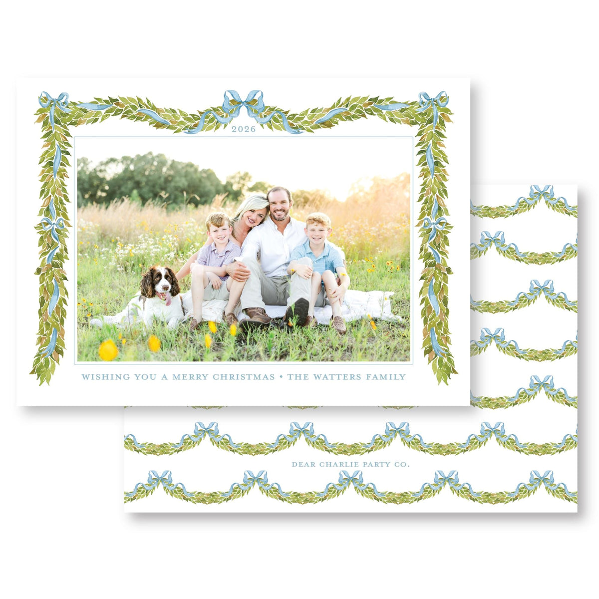 Merry Little Garland Blue Horizontal | 2026 Exclusive Art Holiday Card