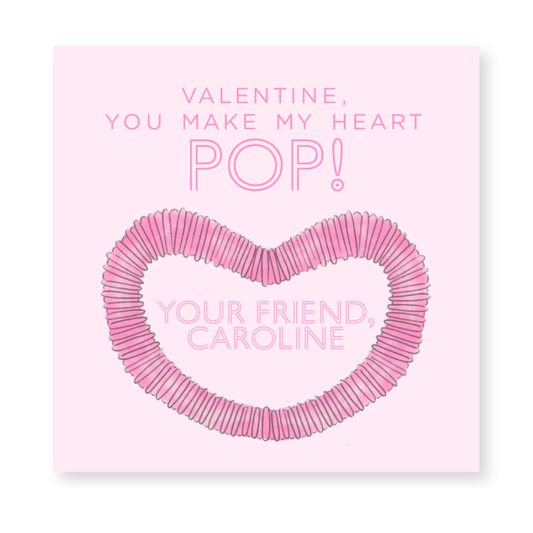 a valentine card with a pink heart and the words, you make my heart pop