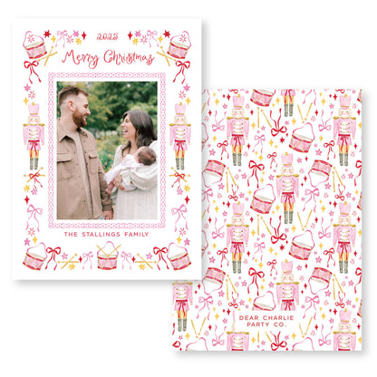 Santa's Soldier Pink | Holiday Photo Card