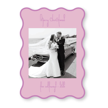PRINTED Die Cut Holiday Card | Swirly Season in Purple Wavy Card | 5x7 Holiday Photo Card with Envelope
