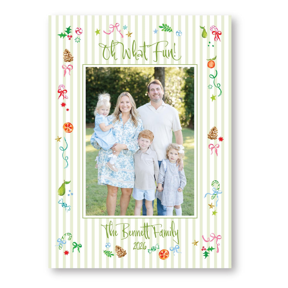Christmas Confetti Stripes | 5x7 Card with Envelope | 2026 Holiday Card