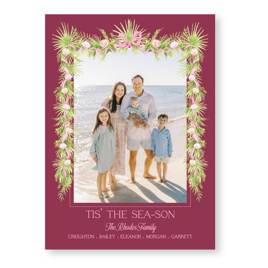 Holiday in the Sun Card in Berry | 5x7 Holiday Photo Card with Envelope