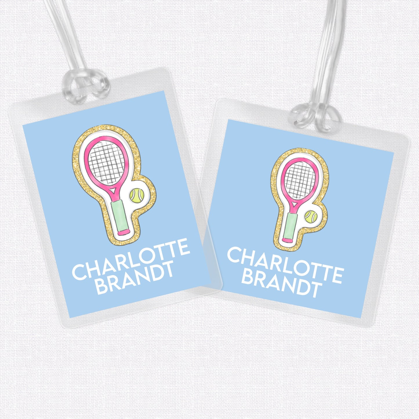 Tennis Patch Bag Tag, Luggage Tag, Laminated Bag Tag