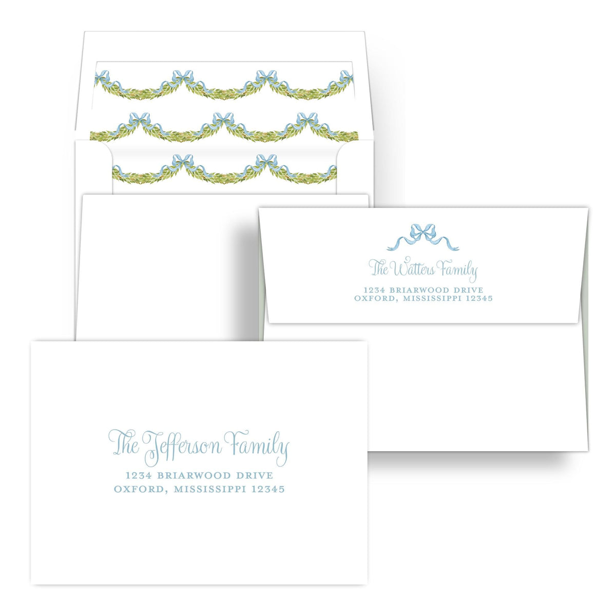 Merry Little Garland Border Blue | 2026 Exclusive Art Holiday Card