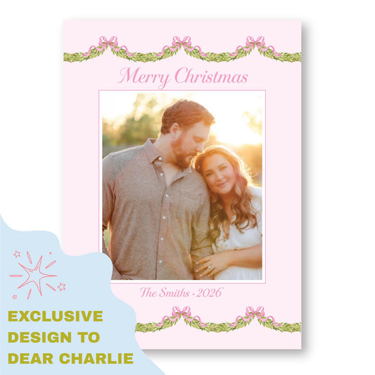Merry Little Garland Border Pink | 2026 Exclusive Art Holiday Card